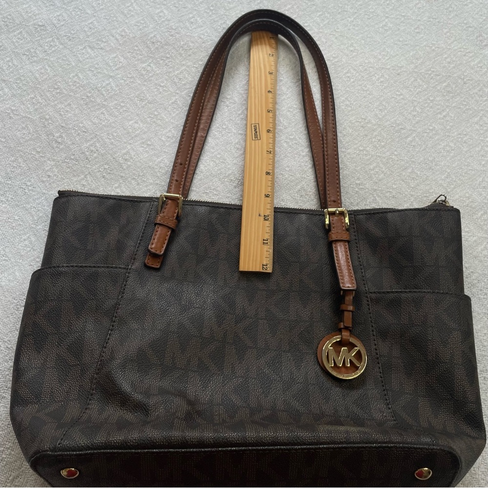 Michael Kors Brown MK Monogram Tote Bag~ Sophisticated Casual - Picture 13 of 15